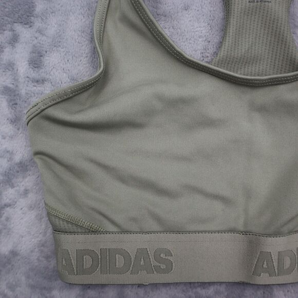 Adidas Sports Bra Womens XS Gray Scoop Neck Racerback Tech Fit Compression Top - Picture 7 of 12